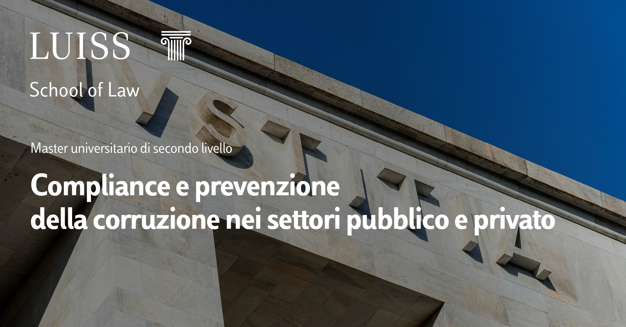 Master in Compliance e prevenzione della corruzione nei settori pubblico e privato a.a. 2025/2026