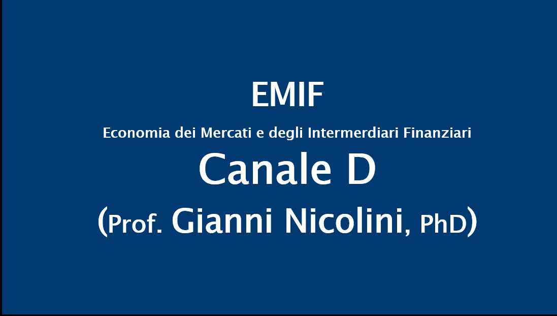 ECONOMIA DEI MERCATI E DEGLI INTERMEDIARI FINANZIARI - 2025/26 (D)