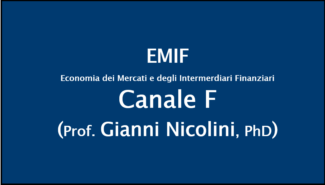 ECONOMIA DEI MERCATI E DEGLI INTERMEDIARI FINANZIARI - 2025/26 (F)